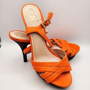 Vince Camuto Orange Leather Platforms Sandals Size 8